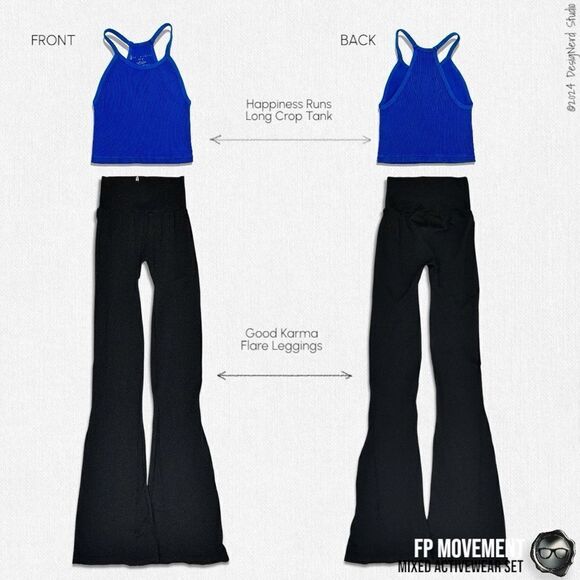 FP MOVEMENT SET: HAPPINESS RUNS LONG CROP + GOOD KARMA FLARE LEGGINGS BLUE/BLACK - Picture 15 of 16
